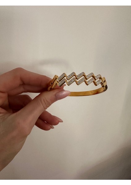 Zirkon Taşlı Gold Renk Kelepçe fiyatları