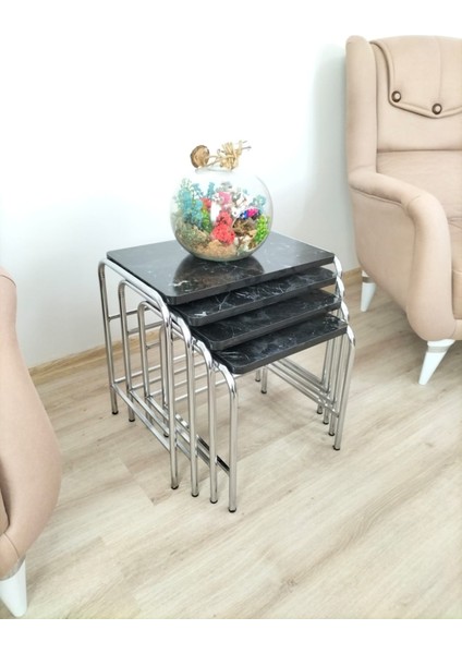 Buket Sehpa, 4'lü Zigon Sehpa, Zigon Sehpa, Servis Sehpası, İç İçe Geçen Sehpa, Ahşap Sehpa, Dörtlü