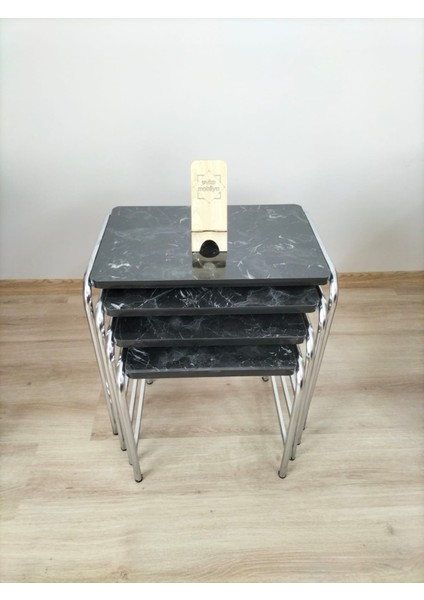 Buket Sehpa, 4'lü Zigon Sehpa, Zigon Sehpa, Servis Sehpası, İç İçe Geçen Sehpa, Ahşap Sehpa, Dörtlü