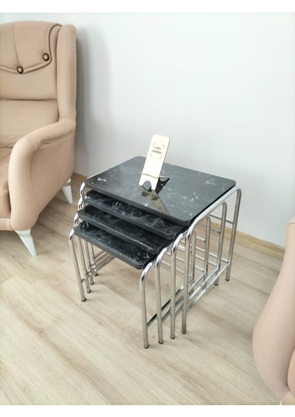 Buket Sehpa, 4'lü Zigon Sehpa, Zigon Sehpa, Servis Sehpası, İç İçe Geçen Sehpa, Ahşap Sehpa, Dörtlü