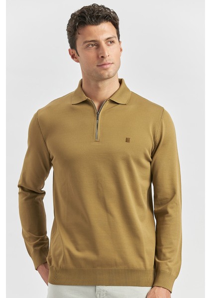 Bal Uzun Kollu Örme Polo Yaka Slim Fit Dar Kesim Triko 1012245150 fiyatları