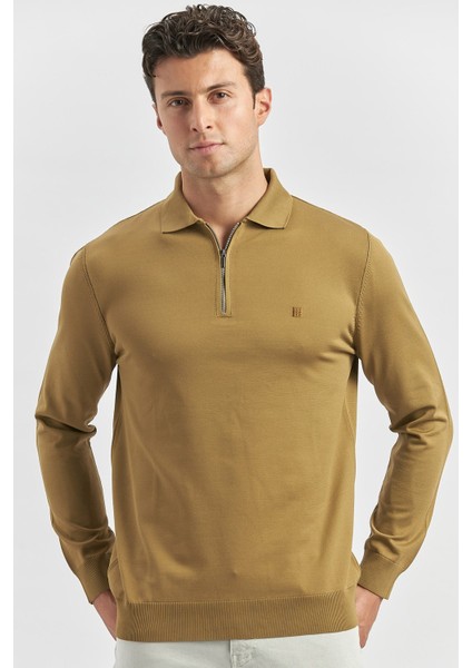 Bal Uzun Kollu Örme Polo Yaka Slim Fit Dar Kesim Triko 1012245150 modelleri