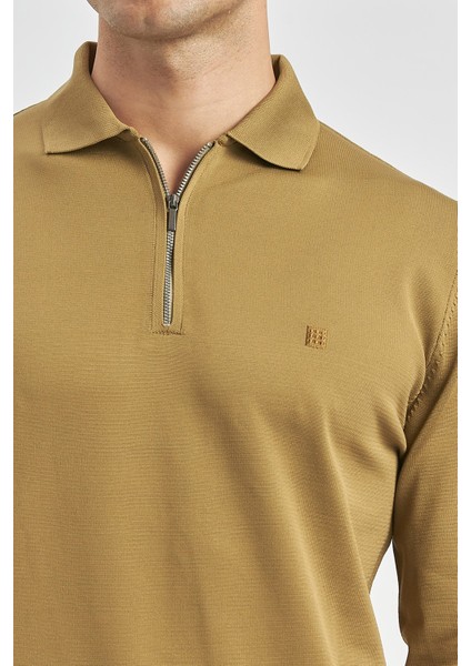 Bal Uzun Kollu Örme Polo Yaka Slim Fit Dar Kesim Triko 1012245150 indirimleri