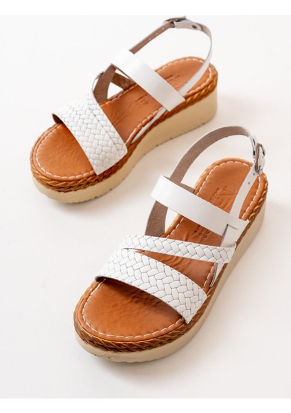 730-152 Beyaz Ortopedik Hakiki Deri Dolgu Kadın Sandalet fırsatları