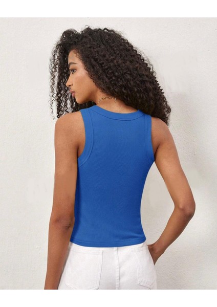 Kadın Fitilli Halter Yaka Örme Atlet T-Shirt fiyatları