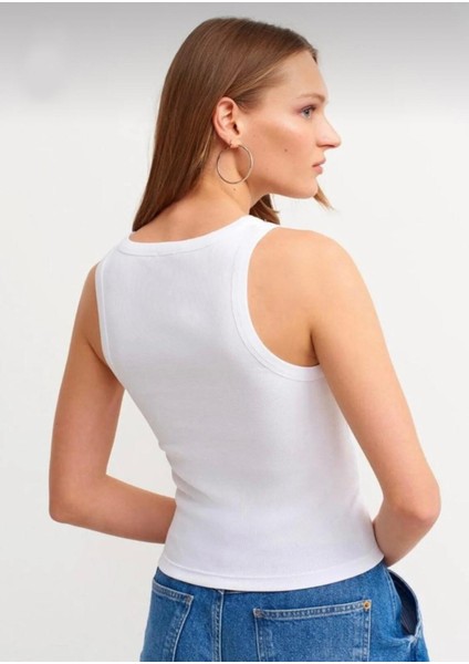 Kadın Fitilli Halter Yaka Örme Atlet T-Shirt fiyatları