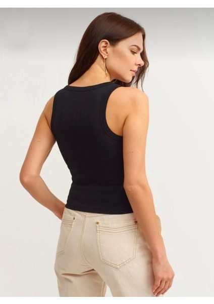 Kadın Fitilli Halter Yaka Örme Atlet T-Shirt fiyatları