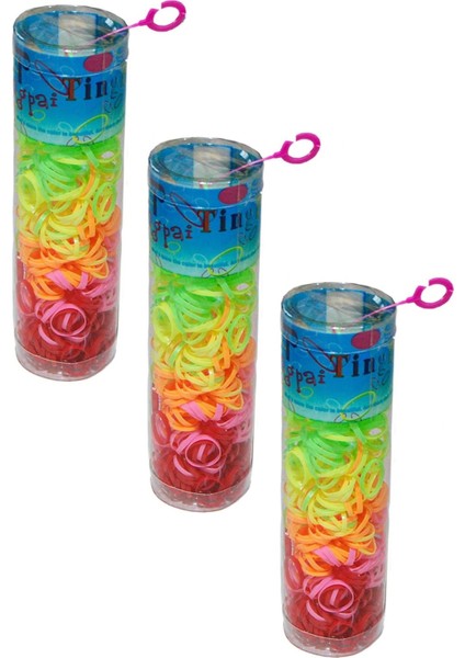 Sepeti Lastik Toka 3 Paket - Karışık Renkli Büyük Kutuda 1,5 cm Kız Çocuk Lastik Tüp Toka