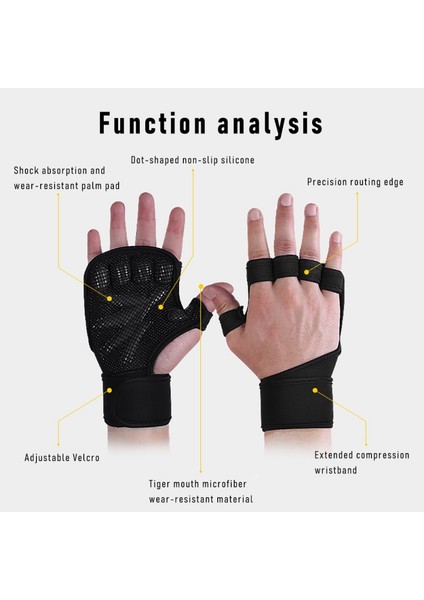 Siyah Stil Xl Boyutu Ağırlık Kaldırma Egzersiz Spor Eldiven 1 Çift Eğitim Eldiven Bilek Desteği Spor Erkek Kadın Palmiye Koruma Pull-Up Jimnastik Kavrama (Yurt Dışından) fırsatları
