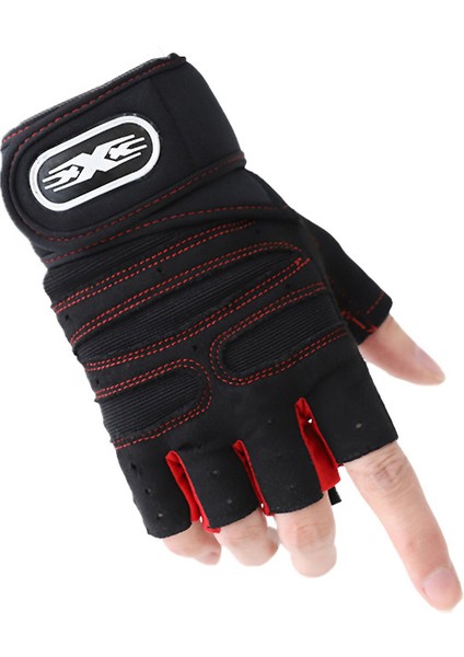 A02 Tarzı M Boyutu Gym Fitness Ağır Eğitim Eldiven Erkek Kadın Vücut Geliştirme Yarım Parmak Kaymaz Eldiven Bilek Desteği Halter Spor (Yurt Dışından)