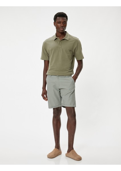 Bermuda Şort Cepli Paça Detaylı Keten Karışımlı fiyatları