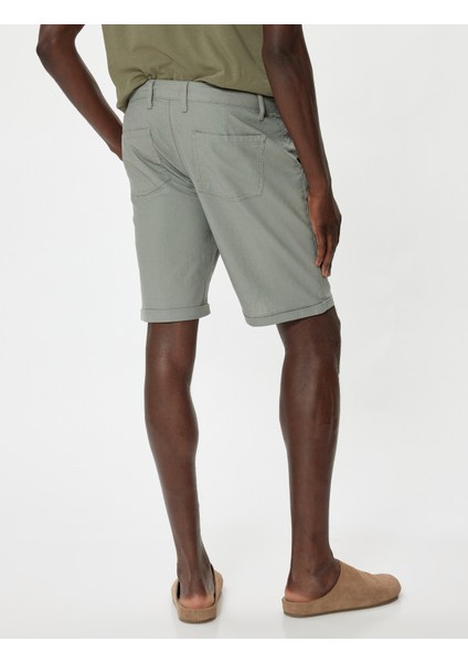 Bermuda Şort Cepli Paça Detaylı Keten Karışımlı fırsatları