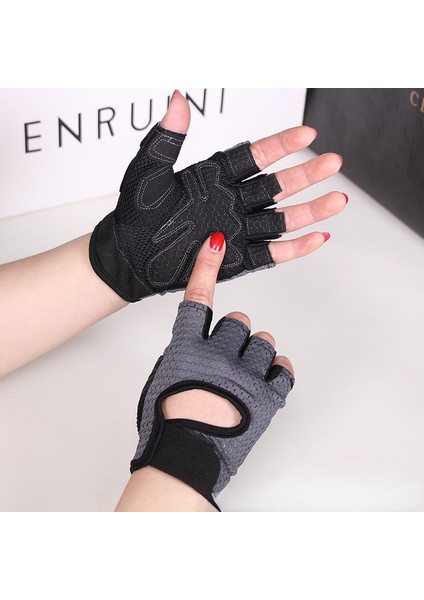 Gri Tarzı M Boyutu Halter Eldiveni Spor Salonu Eldiveni Yarım Parmak Nefes Kaymaz Jel Pedi Vücut Geliştirme Eğitimi Halter Fingerlessglove (Yurt Dışından)