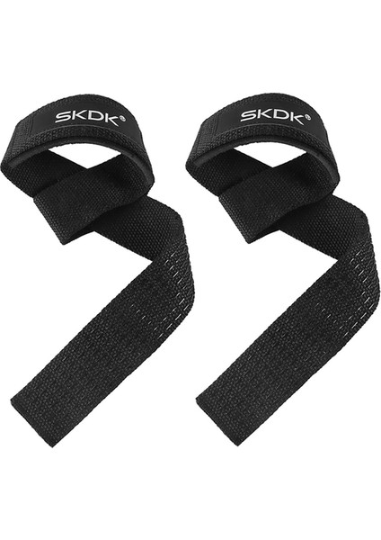 Siyah Stil Pamuk Sert Çekme Bilek Kaldırma Kayışları Neopren Yastıklı Bilek Yastıklı ve Kaymaz Silikonlu Halter Deadlift Kayışları (Yurt Dışından)