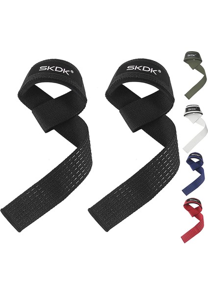 Siyah Stil Pamuk Sert Çekme Bilek Kaldırma Kayışları Neopren Yastıklı Bilek Yastıklı ve Kaymaz Silikonlu Halter Deadlift Kayışları (Yurt Dışından)