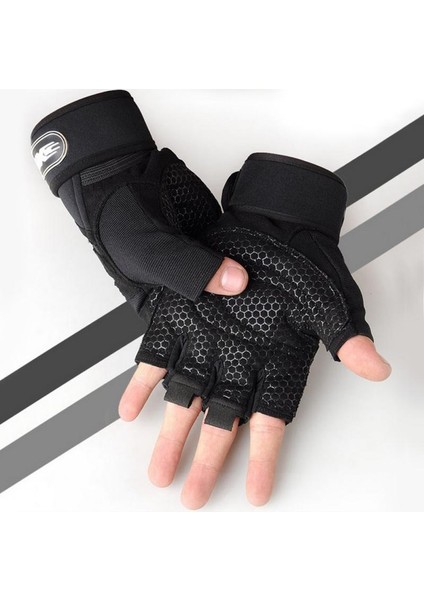 A02 Tarzı Xl Boyutu Gym Fitness Ağır Eğitim Eldiven Erkek Kadın Vücut Geliştirme Yarım Parmak Kaymaz Eldiven Bilek Desteği Halter Spor (Yurt Dışından) modelleri