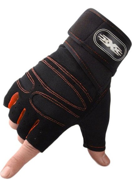 Kırmızı Stil Xl Boyutu Halter Spor Salonu Erkek Eldiven Spor Kaymaz Dambıl Anti-Şok Yarım Parmak Vücut Geliştirme Eğitimi Spor Bisiklet Kadın Eldiven (Yurt Dışından)