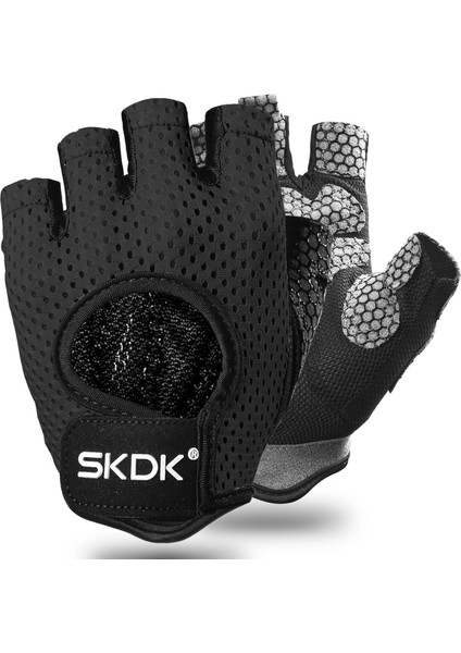 Siyah Stil M Boyutu Skdk Spor Eldiven Halter Egzersiz Dambıl Crossfit Vücut Geliştirme Aksesuarla Nefes Spor Eldiven Silikon Palm Içi Boş (Yurt Dışından)