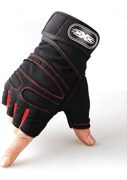 Kırmızı Stil Xl Boyutu Erkek Yarım Parmak Spor Salonu Ağırlık Kaldırma Eldiveni Fitness Spor Eğitimi Ağır Egzersiz Bilek Wrap Ağırlık Kaldırma Egzersiz Eldivenleri (Yurt Dışından)