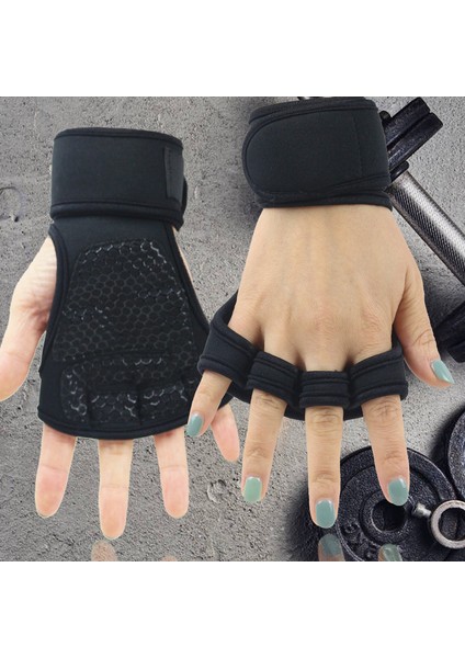 Siyah-B Tarzı M Boyutu Kaymaz Yarım Parmak Eğitim Eldiven Kadın Erkek Spor Spor Vücut Geliştirme Jimnastik Sapları Spor El Palm Koruyucu Eldiven (Yurt Dışından) fırsatları