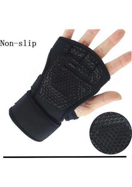 Siyah-B Tarzı M Boyutu Kaymaz Yarım Parmak Eğitim Eldiven Kadın Erkek Spor Spor Vücut Geliştirme Jimnastik Sapları Spor El Palm Koruyucu Eldiven (Yurt Dışından) indirimleri
