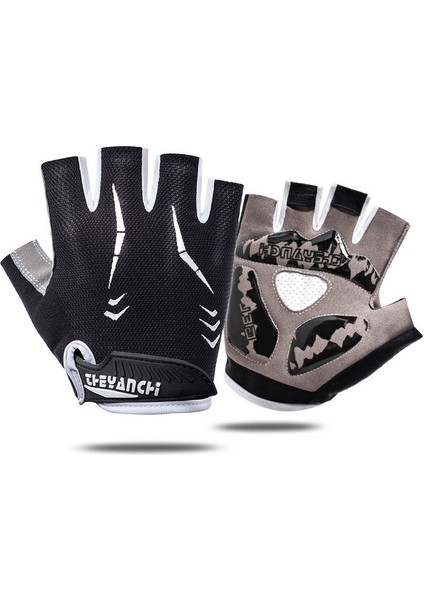 Beyaz Stil L Boyutu Halter Yarım Parmak Eldiven Doğa Sporları Sürme Kaymaz Eldiven (Yurt Dışından)