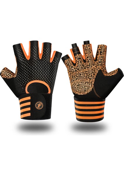 MK100-1TURUNCU Tarz L Boyutu Moreok Lycra Gym Fitness Egzersiz Ağırlık Kaldırma Eldiveni Ayarlanabilir Askı ile Nefes Alabilir Kaymaz Plam (Yurt Dışından)