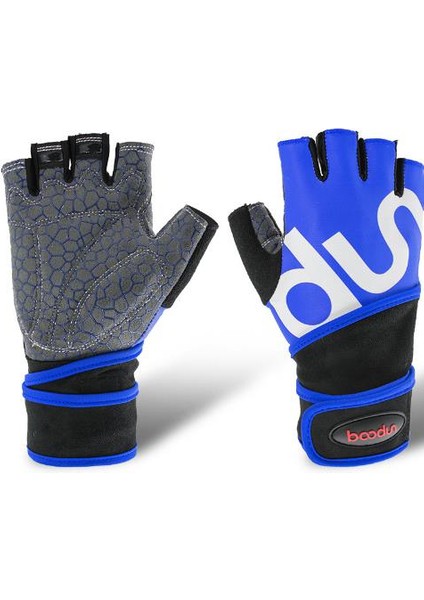 Mavi Stil Xl Boyutu 2022 Yeni Boodun Erkek Kadın Yarım Parmak Crossfit Spor Salonu Eldiveni Spor Eldiven Vücut Geliştirme Ağırlık Kaldırma Bilek Spor Eldivenleri Siyah (Yurt Dışından)