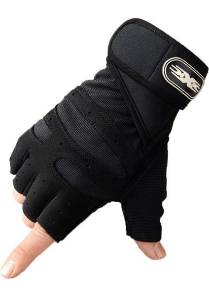 Siyah Stil Xl Boyutu Halter Spor Salonu Erkek Eldiven Spor Kaymaz Dambıl Anti-Şok Yarım Parmak Vücut Geliştirme Eğitimi Spor Bisiklet Kadın Eldiven (Yurt Dışından)