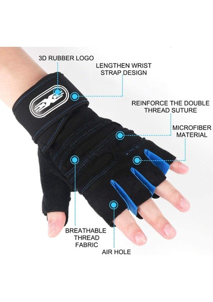 1 Çift Tarzı L Boyutu Erkek Spor Eldiven Halter Vücut Geliştirme Eğitimi Spor Parmaksız Eldiven Yarım Parmak Bisiklet Eldiveni Kaymaz Bilek Desteği (Yurt Dışından) fırsatları