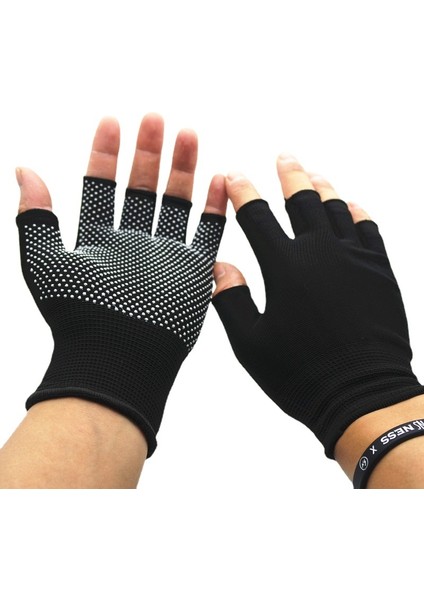 Siyah Stil L Boyutu Gym Fitness Ağır Eğitim Eldiven Erkek Kadın Vücut Geliştirme Yarım Parmak Kaymaz Eldiven Bilek Desteği Halter Spor (Yurt Dışından)