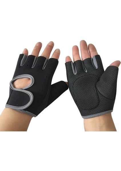 Gri Tarzı S Boyutu Spor Eldiven Erkek Kadın Açık Spor Yarım Parmak Eldiven Spor Salonu Ağırlık Kaldırma Kürek Egzersiz Deadlift Anti-Skid Darbeye Dayanıklı (Yurt Dışından)