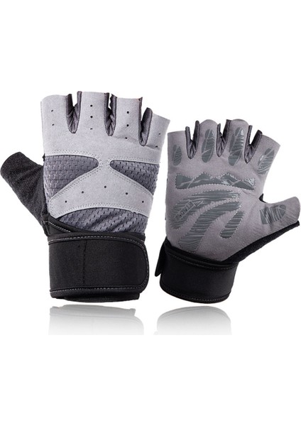Gri Tarzı L Boyutu Gobygo Halter Spor Eldivenleri Kaymaz Şok Emme Avuç Içi Nefes Alabilir Ter Emici Genişletilmiş Bileklik Spor Eldivenleri (Yurt Dışından)