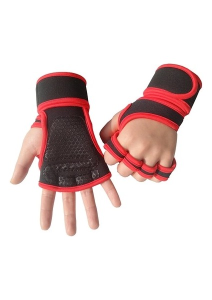 B-Kırmızı Tarzı L Boyutu Yeni 1 Çift Ağırlık Kaldırma Eğitim Eldiven Kadın Erkek Spor Spor Vücut Geliştirme Jimnastik Sapları Spor El Palm Koruyucu Eldiven (Yurt Dışından)