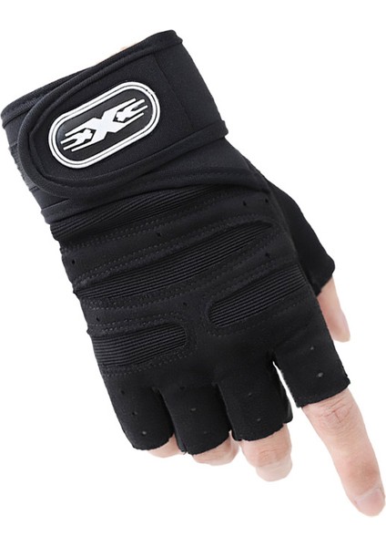 A01 Stili L Boyutu Gym Fitness Ağır Eğitim Eldiven Erkek Kadın Vücut Geliştirme Yarım Parmak Kaymaz Eldiven Bilek Desteği Halter Spor (Yurt Dışından)