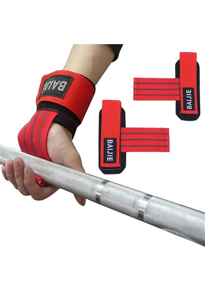 Kırmızı Stil Ağırlık Kaldırma Kancaları Spor Eldivenleri, Powerlifting Için Yastıklı Ayarlanabilir Neopren Bilek Sarma Desteği Ağır Hizmet Halter (Yurt Dışından)