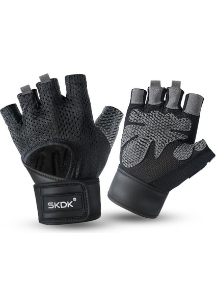 Siyah-M Tarzı Yarım Parmak Eldiven Fitness Spor Eldivenleri Bilek Koruması Ince Ter Emici Kaymaz El Korumaları Yatay Çubuk Binme Eldivenleri (Yurt Dışından)