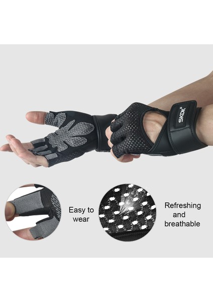 Siyah-M Tarzı Yarım Parmak Eldiven Fitness Spor Eldivenleri Bilek Koruması Ince Ter Emici Kaymaz El Korumaları Yatay Çubuk Binme Eldivenleri (Yurt Dışından) fırsatları