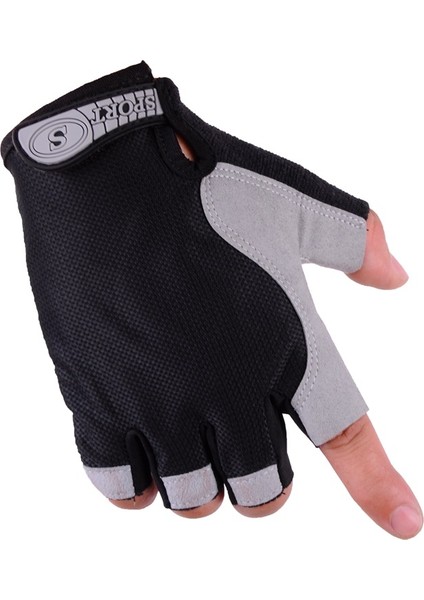 Siyah Stil M Boyutu Erkekler Spor Yarım Parmak Eldiven Yumuşak Nefes Kaymaz Ağırlık Kaldırma Spor Salonu Açık Havada Spor Bisiklet Aksesuarları Tırmanma Eldivenleri (Yurt Dışından)