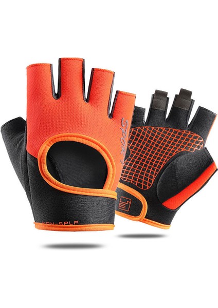 Turuncu Tarzı M Boyutu Loogdeel Yarım Parmak Spor Halter Eldiveni Palmiye Kaymaz Aşınmaya Dayanıklı Yatay Çubuk Dambıl Ekipmanları Eğitim Eldivenleri (Yurt Dışından)
