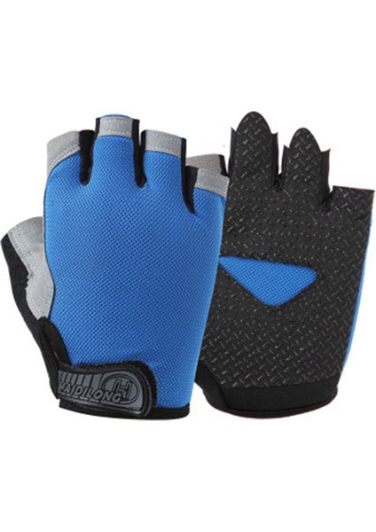 Mavi Stil L Boyutu Yaz Erkek Kadın Spor Eldiven Spor Salonu Halter Bisiklet Yoga Vücut Geliştirme Eğitimi Ince Nefes Alabilen Kaymaz Yarım Parmak Eldiven (Yurt Dışından)