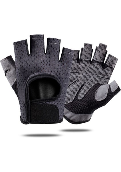 Gri Tarzı M Boyutu Profesyonel Spor Salonu Fitness Eldiven Güç Ağırlık Kaldırma Kadın Erkek Egzersiz Vücut Geliştirme Yarım Parmak El Koruyucu (Yurt Dışından)