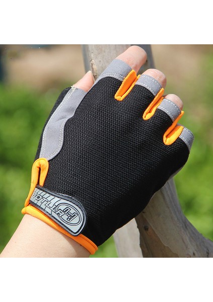 Turuncu Tarzı M Boyutu Erkekler Spor Yarım Parmak Eldiven Yumuşak Nefes Kaymaz Ağırlık Kaldırma Spor Salonu Açık Havada Spor Bisiklet Aksesuarları Tırmanma Eldivenleri (Yurt Dışından)