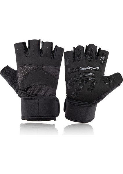 Siyah Stil M Boyutu Yarım Parmak Spor Eldiven Eğitim Halter Crossfit Kaymaz Darbeye Dayanıklı Nefes Bilek Desteği Eldiven Erkekler Kadınlar Için (Yurt Dışından)