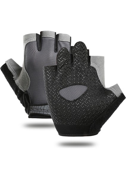 Gri Tarzı L Boyutu Spor Salonu Eğitim Eldivenleri Halter Ağırlık Kaldırma Spor Crossfit Spor Bisiklet Eldiveni Erkek Kadın Kaymaz Yarım Parmak Bisiklet Eldiveni (Yurt Dışından)