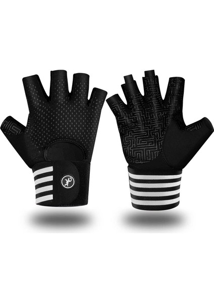 Siyah Stil M Boyutu Erkek Kadın Spor Eldiven Kaymaz Silikon Koruyucu Vücut Geliştirme Ağırlık Kaldırma Eldiveni Spor Salonu Yaz Nefes Eğitim Eldivenleri (Yurt Dışından)