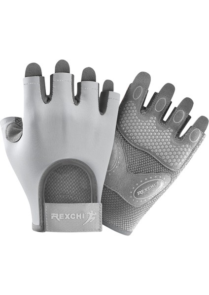 H Tarzı L Boyutu Et Spor Eldiven Kadın Yoga Bisiklet Egzersiz Kaymaz Şok Emici Yarım Parmak Aşınmaya Dayanıklı Nefes Alabilen Eldiven (Yurt Dışından)