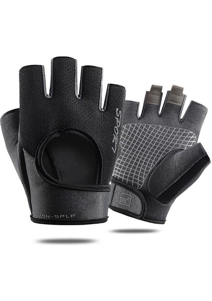 Siyah Stil Xl Boyutu Gobygo Halter Eldiveni Yarım Parmak Avuç Içi Aşınmaya Dayanıklı Kaymaz Yatay Çubuk Eldiven Fitness Eğitimi (Yurt Dışından)