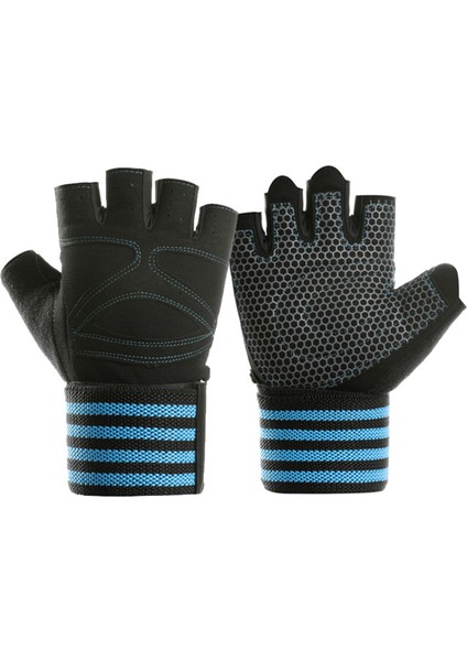 Mavi Stil Ağır Egzersiz Vücut Geliştirme Spor Salonu Eğitimi Fitness Egzersiz Crossfit Eldivenleri Için Bilek Desteği ile Halter Kaymaz Eldiven (Yurt Dışından)