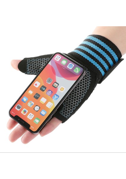 Mavi Stil Ağır Egzersiz Vücut Geliştirme Spor Salonu Eğitimi Fitness Egzersiz Crossfit Eldivenleri Için Bilek Desteği ile Halter Kaymaz Eldiven (Yurt Dışından) indirimleri